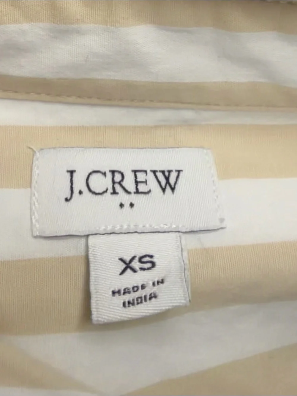 J.Crew Tan White Striped Sleeveless Button Down Blouse XS